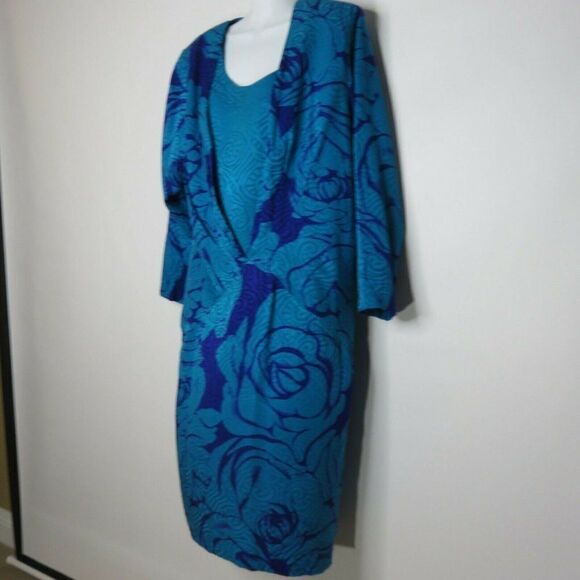 New Vtg 80s St Gillian Silk Dress 12 Blue - Picture 6 of 8